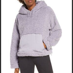 ZELLA Cassie Faux Fur Shearling Pullover Hoodie Sherpa Purple Hush Medium